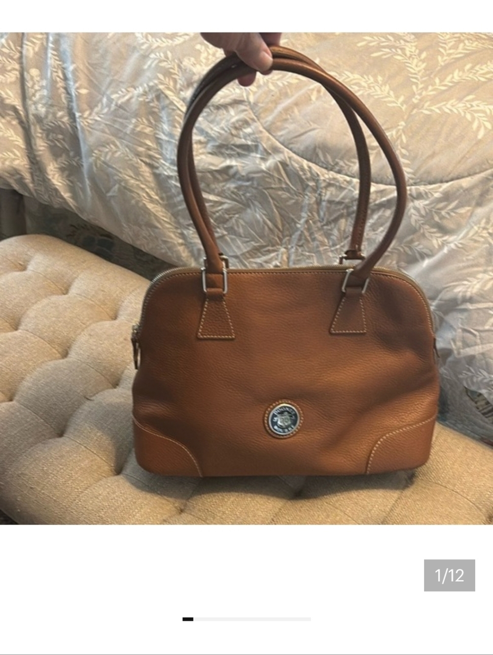 Vintage Dooney & Bourke AWL British Brn Pebbled Leather Dome Satchel /Coin Purse
